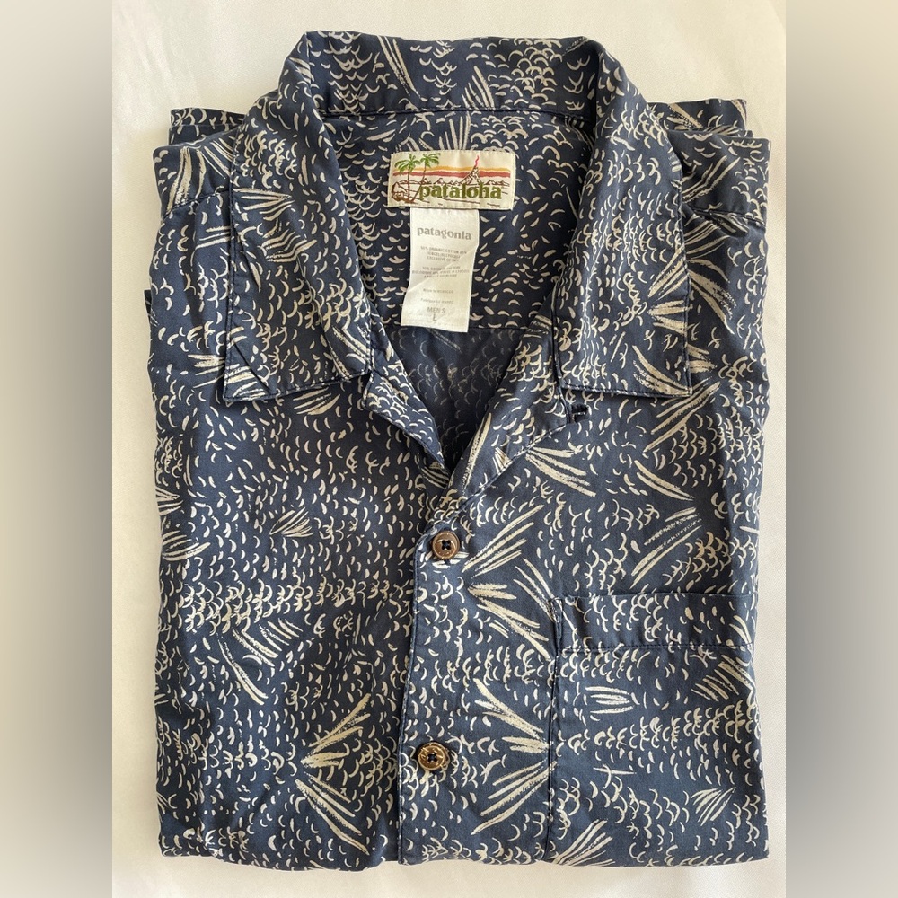 Rare Vintage Patagonia Pataloha Men’s Size L Hawaiian Shirt Bone Fish 08 Trout